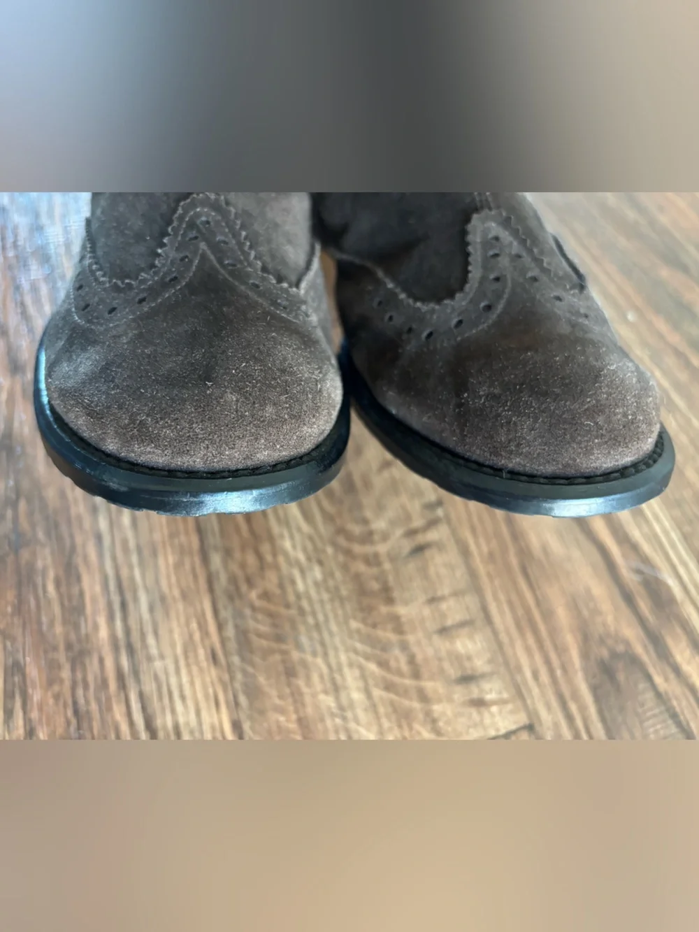 Jenrigò Suede Brogue Wingtip Chelsea Boots Italy Made Style 38.5 Dark Brown